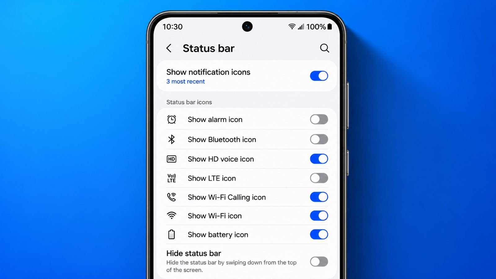 Remove Android Status Bar Icons