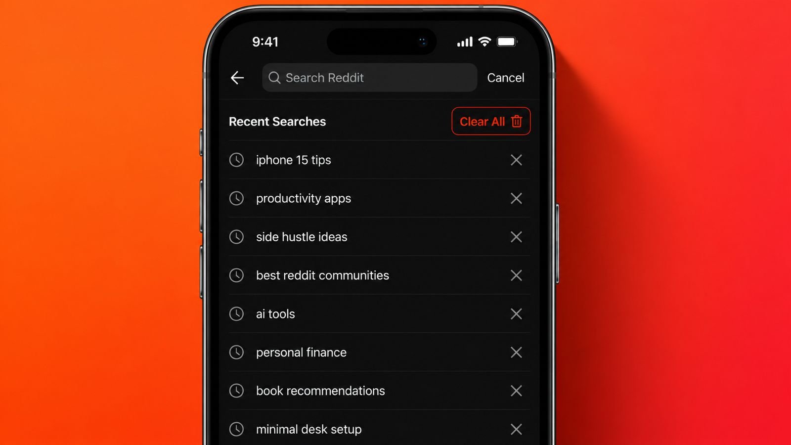 Clear Reddit Search History